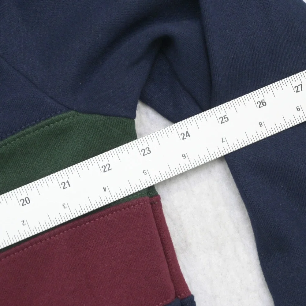 Polo Ralph Lauren Full Zip Hoodie Mens L Navy Blue Green Maroon Colorblock Pony